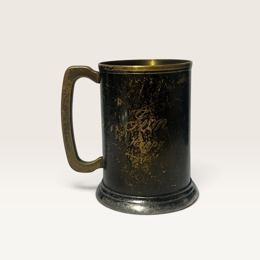 Vintage Silverplate Tankard Mug Engraved 'Jim Happy 21st' Unbranded
